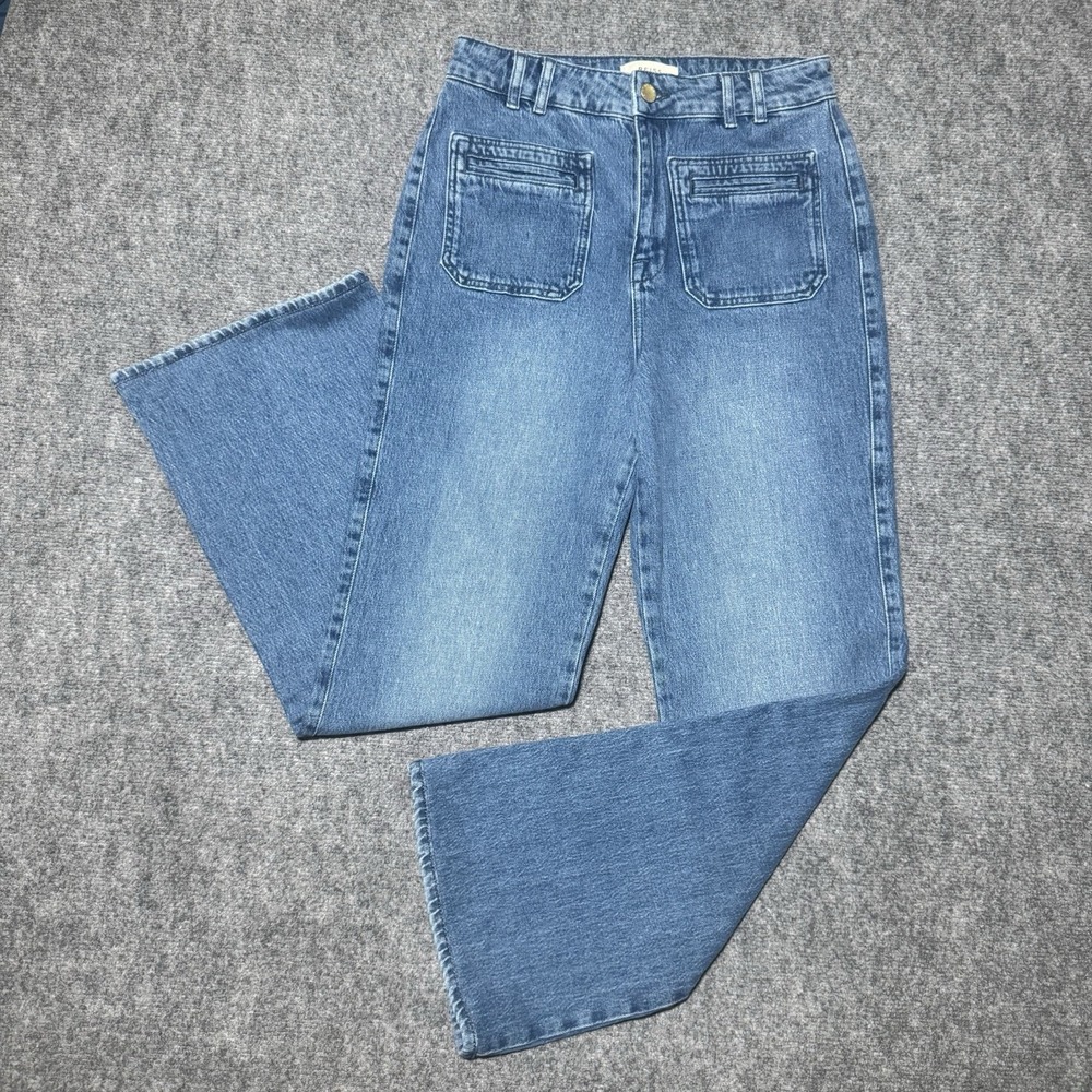 Reiss Isabel High Rise Straight Leg Jeans Medium Blue Women Size 29x29" Inseam